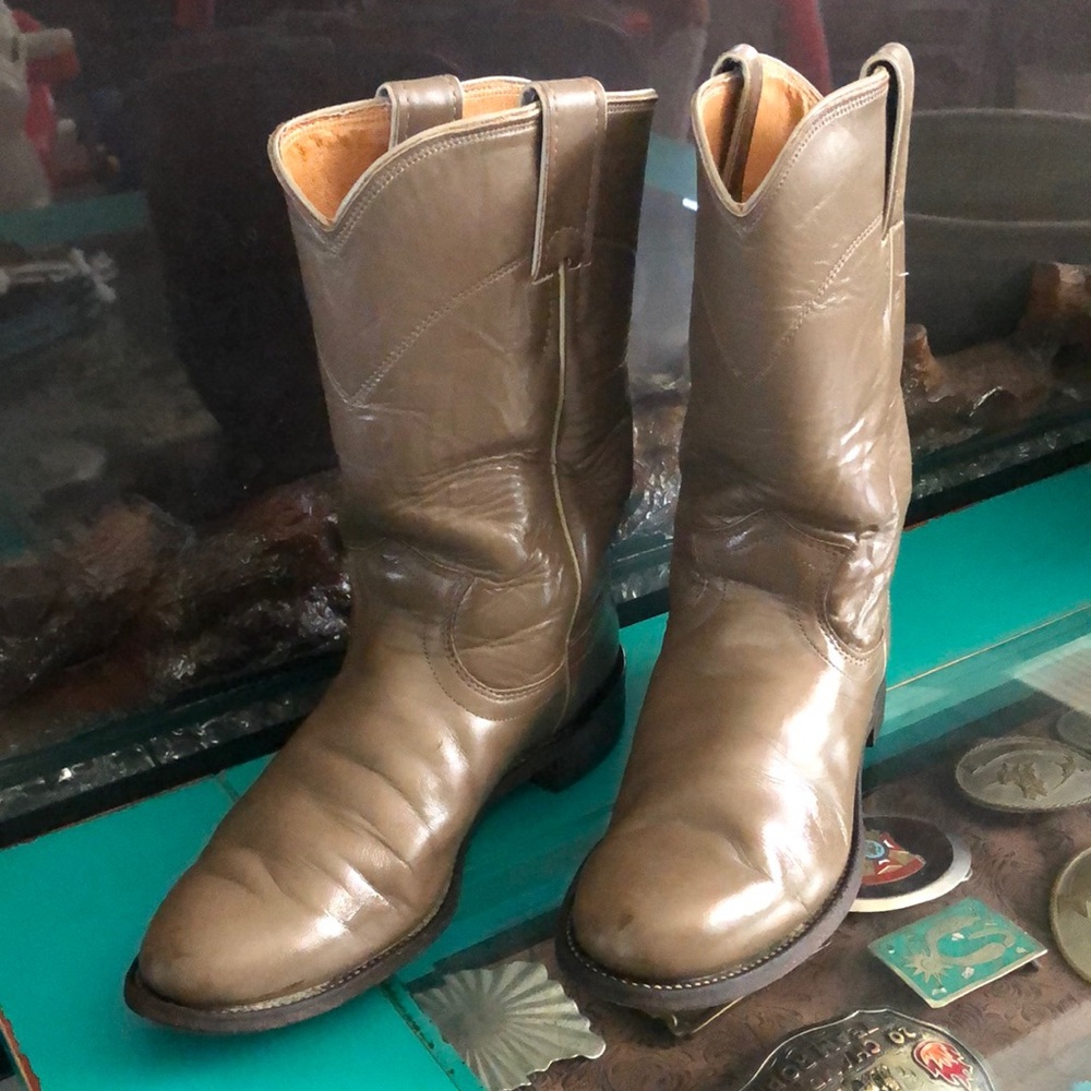 Vintage Justin L3067 Leather Taupe Western Cowgirl Boots Women's 6B bought 7/95